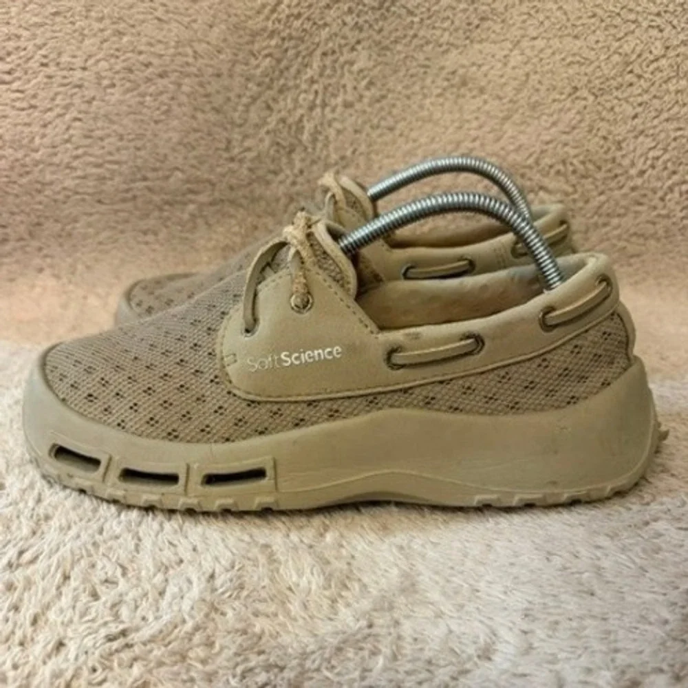 SoftScience The Fin Mens 9 Khaki Tan Mesh Water Boat Shoes Lightweight Trileon